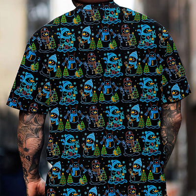 Mechanic Snowman Christmas All Over Print Shirt, Funny Holiday Mechanic Hoodie with Snowmen, Tools & Trees, Festive Winter Pattern