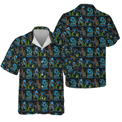 Mechanic Snowman Christmas All Over Print Shirt, Funny Holiday Mechanic Hoodie with Snowmen, Tools & Trees, Festive Winter Pattern