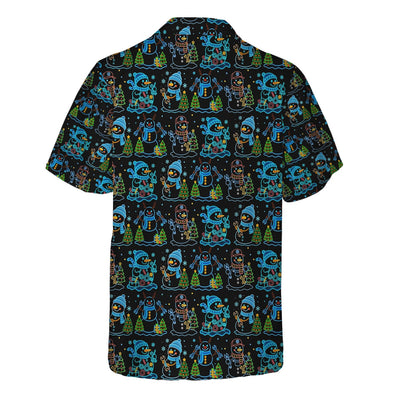 Mechanic Snowman Christmas All Over Print Shirt, Funny Holiday Mechanic Hoodie with Snowmen, Tools & Trees, Festive Winter Pattern