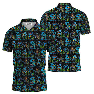 Mechanic Snowman Christmas All Over Print Shirt, Funny Holiday Mechanic Hoodie with Snowmen, Tools & Trees, Festive Winter Pattern