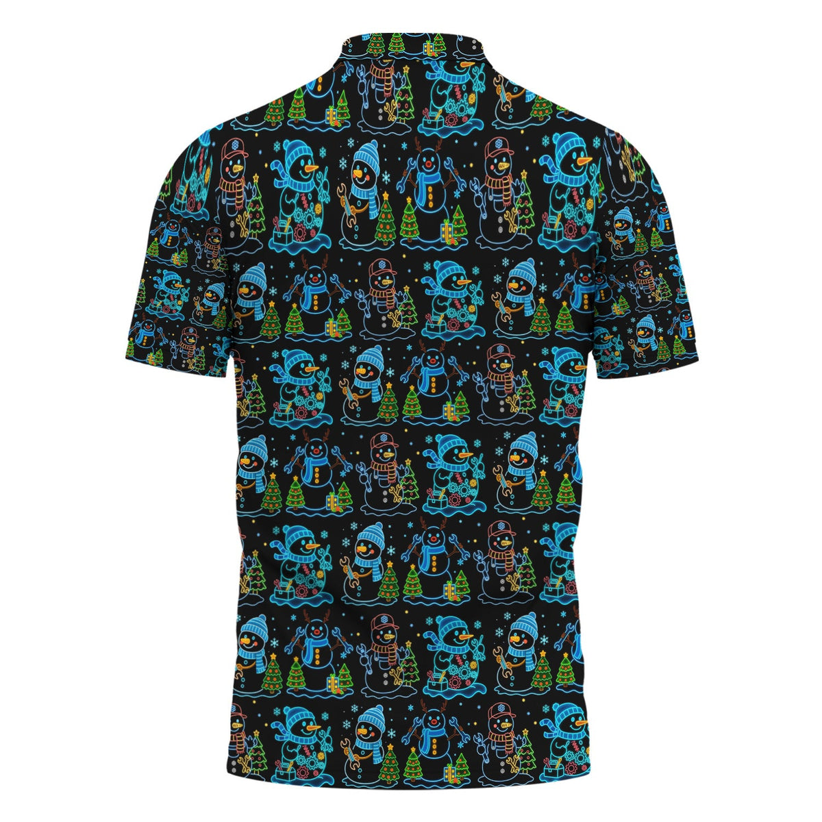 Mechanic Snowman Christmas All Over Print Shirt, Funny Holiday Mechanic Hoodie with Snowmen, Tools & Trees, Festive Winter Pattern