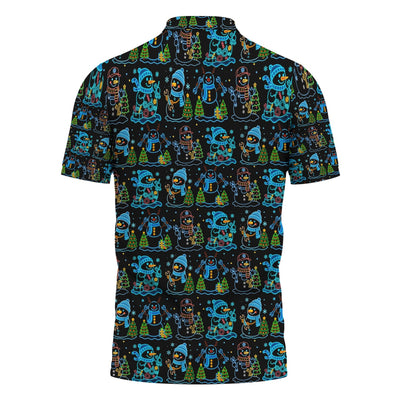 Mechanic Snowman Christmas All Over Print Shirt, Funny Holiday Mechanic Hoodie with Snowmen, Tools & Trees, Festive Winter Pattern