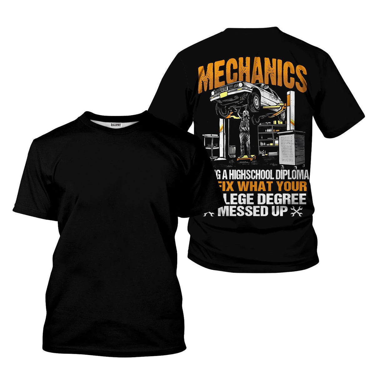 Mechanic High School Diploma T-Shirt,Using a High School Diploma to Fix What Your College Degree Messed Up, Funny Mechanic Gift, Polo For Men