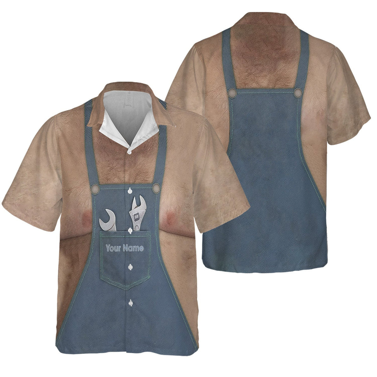 Custom Mechanic T-Shirt, 3D Dirty Work Apron Graphic Tee with Tools Pocket Print Design, Personalized Name Polo for Car Guys & Garage Workers
