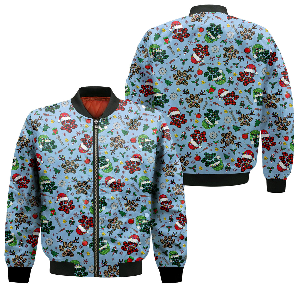 Christmas Mechanic T-Shirt, All Over Santa, Tools, Gears & Reindeer Pattern Holiday Hoodie for Auto Repair Guys & Festive Xmas Parties