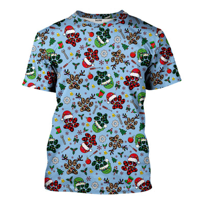 Christmas Mechanic T-Shirt, All Over Santa, Tools, Gears & Reindeer Pattern Holiday Hoodie for Auto Repair Guys & Festive Xmas Parties