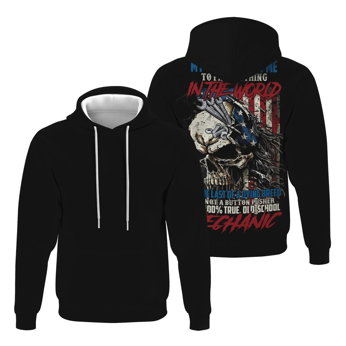 Mechanic Skull Shirt, My Skills Allow Me to Fix Anything, American Flag Design, Old School Mechanic Pride Tee for Men, Mechanic Lover