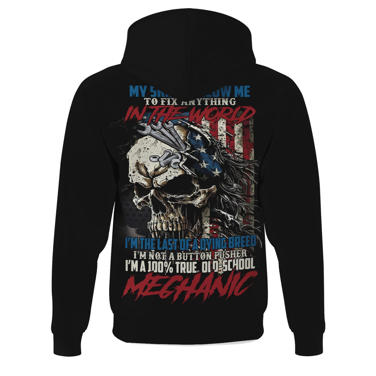 Mechanic Skull Shirt, My Skills Allow Me to Fix Anything, American Flag Design, Old School Mechanic Pride Tee for Men, Mechanic Lover