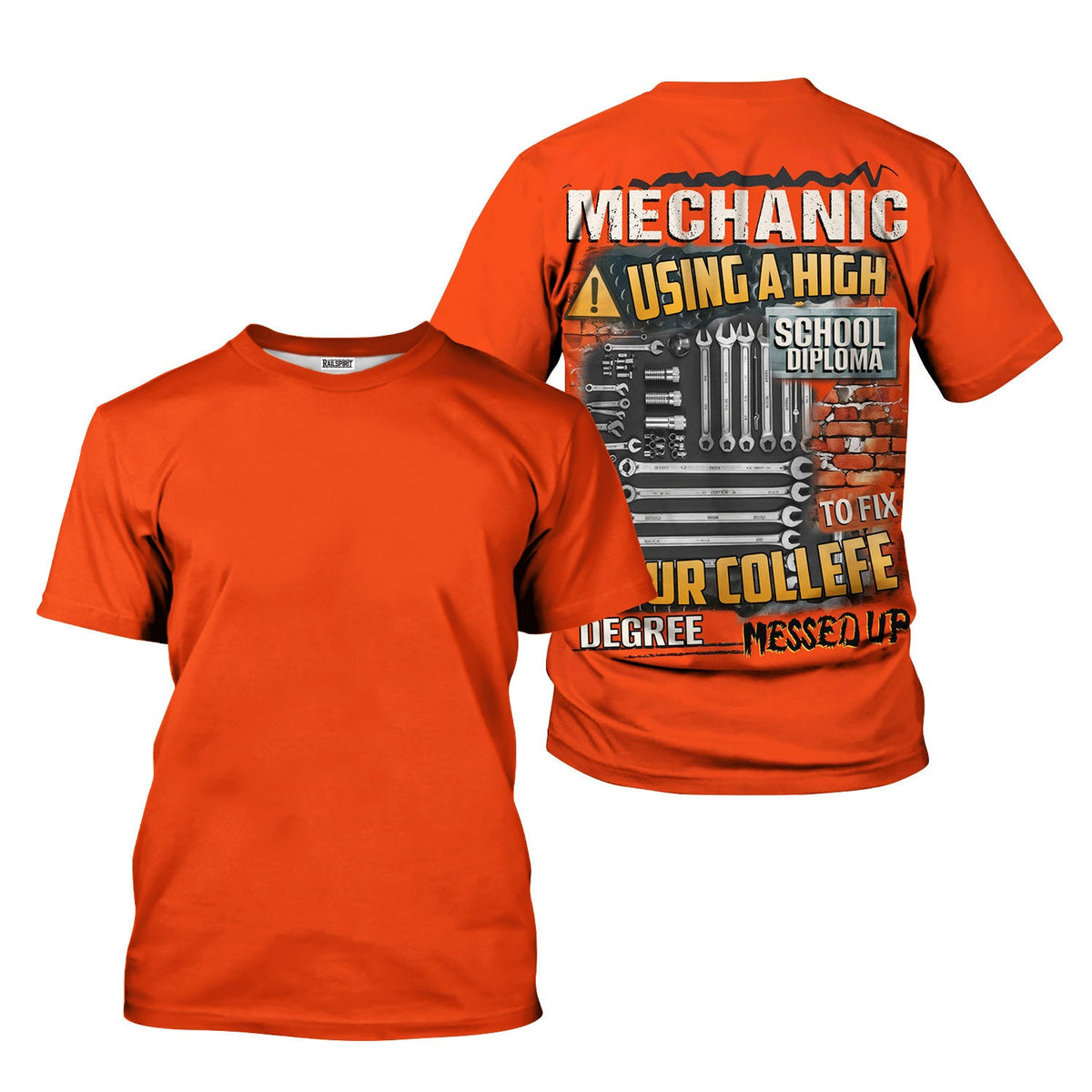 Funny Mechanic Shirt, Using a High School Diploma to Fix Your College Degree Quote Shirt, Auto Repair Gift for Car Guys, Gift for Men