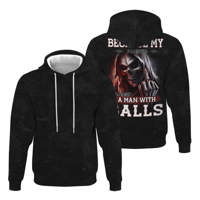 Because My Parents Raised A Man With Balls T-Shirt, Grim Reaper Skull Design, Badass Attitude Shirt Gift For Men