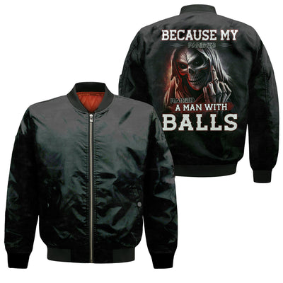 Because My Parents Raised A Man With Balls T-Shirt, Grim Reaper Skull Design, Badass Attitude Shirt Gift For Men