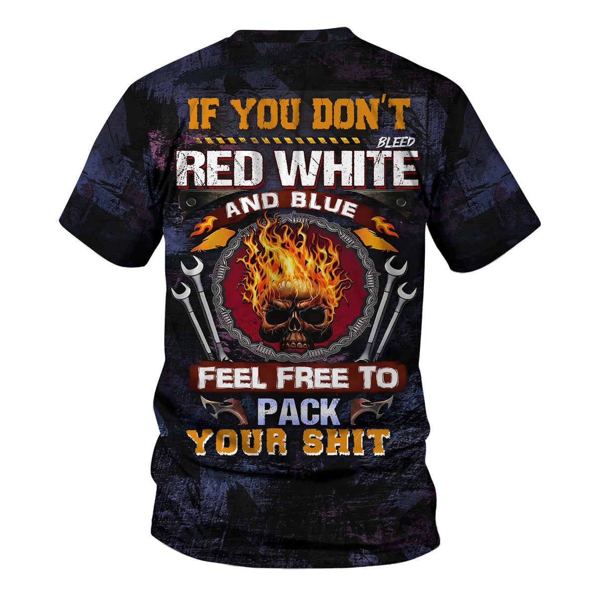 Patriotic Mechanic Shirt, If You Dont Bleed Red White and Blue Quote T-Shirt, Skull Fire Design, USA Pride Hoodie, Gift For Veterans & Car Guys