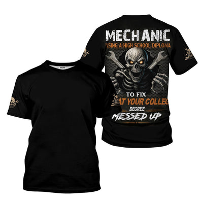 Mechanic Using a High School Diploma Shirt, Funny Mechanic Hoodie, Gift for Car Lovers, Bomber Jacket for Men