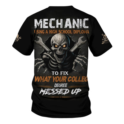 Mechanic Using a High School Diploma Shirt, Funny Mechanic Hoodie, Gift for Car Lovers, Bomber Jacket for Men