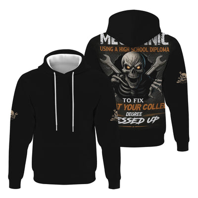 Mechanic Using a High School Diploma Shirt, Funny Mechanic Hoodie, Gift for Car Lovers, Bomber Jacket for Men