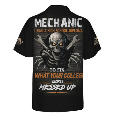 Mechanic Using a High School Diploma Shirt, Funny Mechanic Hoodie, Gift for Car Lovers, Bomber Jacket for Men
