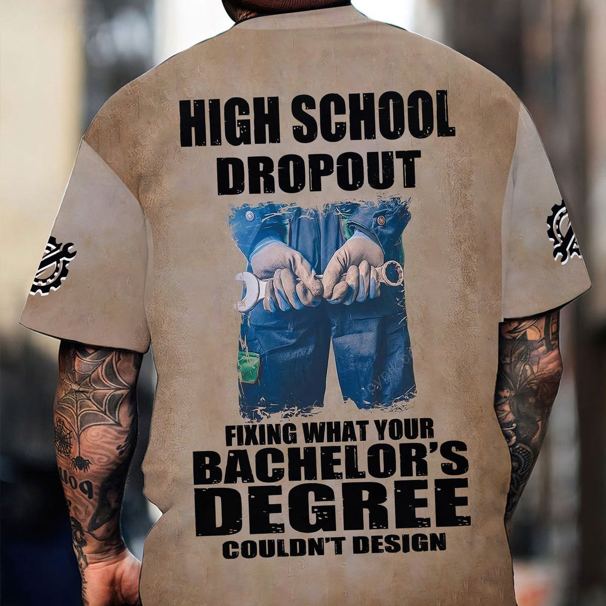 High School Dropout Fixing What Your Bachelors Degree Couldnt Design Shirt, Funny Mechanic Shirt, Blue Collar Gift for Men