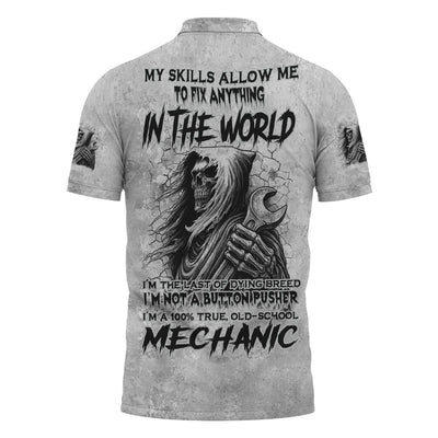 My Skills Allow Me to Fix Anything Mechanic Shirt, Grim Reaper Shirt, Old School Mechanic Gift, Skull Garage Tee for Men