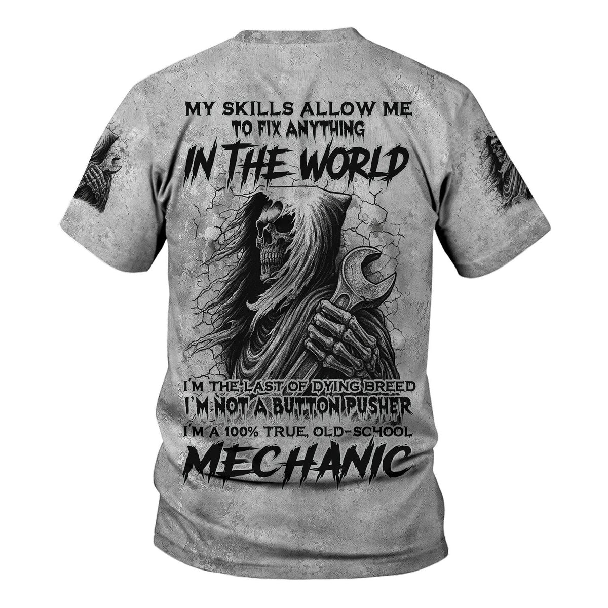 My Skills Allow Me to Fix Anything Mechanic Shirt, Grim Reaper Shirt, Old School Mechanic Gift, Skull Garage Tee for Men