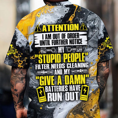 Custom Name Mechanic Shirt, Attention I Am Out Of Order Quote Unique Gift For Men Women Garage Lovers Auto Repair Fans Technician Car