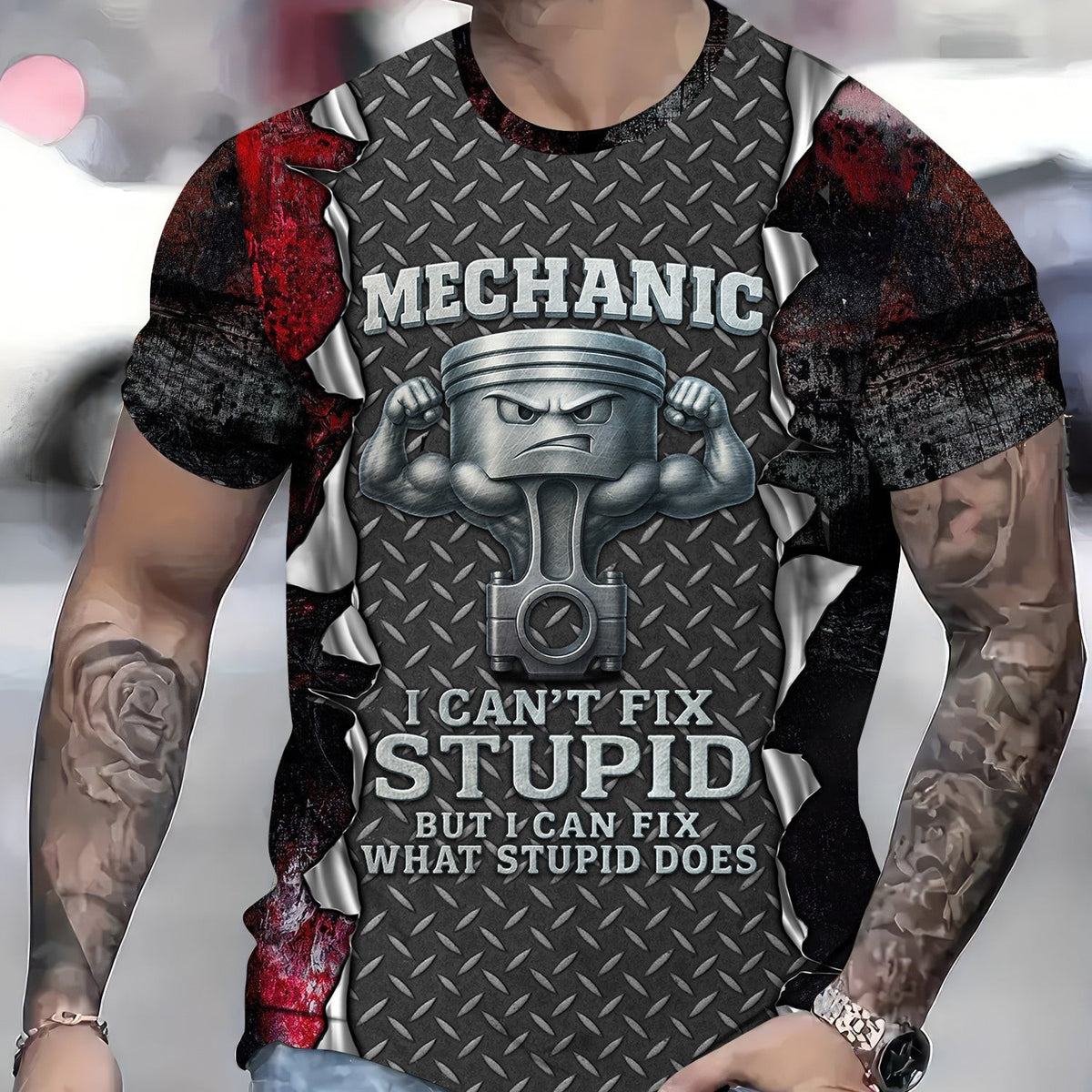 Mechanic I Cant Fix Stupid But I Can Fix What Stupid Does Funny Mechanic Shirt, Gift for Men Husband Dad Mechanics Life