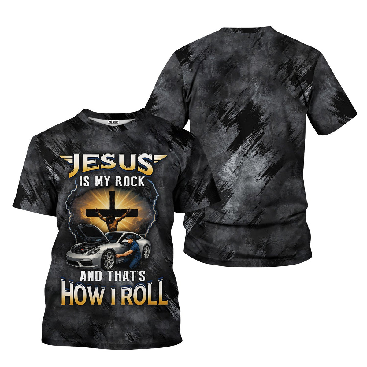 Jesus Is My Rock And That's How I Roll Mechanic Shirt, Car Lover Gift, Automotive, Faith Shirt, Gift For Men & Women