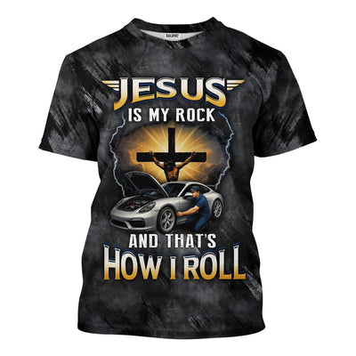 Jesus Is My Rock And That's How I Roll Mechanic Shirt, Car Lover Gift, Automotive, Faith Shirt, Gift For Men & Women