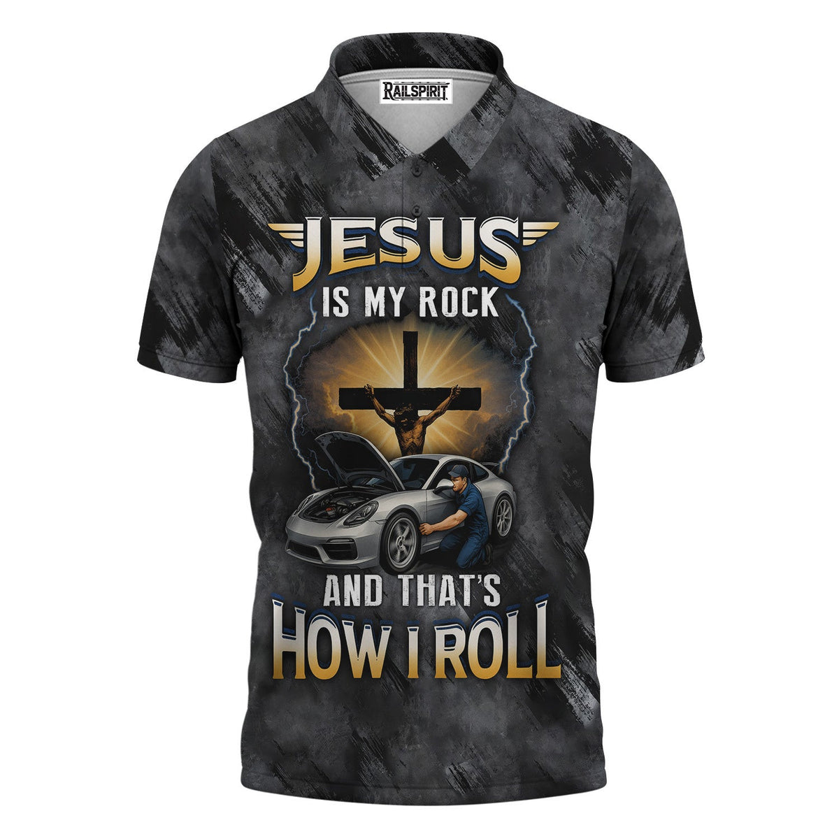 Jesus Is My Rock And That's How I Roll Mechanic Shirt, Car Lover Gift, Automotive, Faith Shirt, Gift For Men & Women