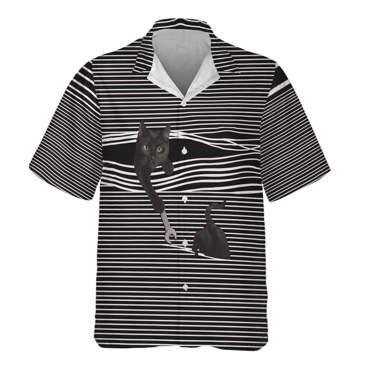 Mechanic Shirt with Black Cat Stripes, Funny Mechanic Design, Cat Lover Gift, Unique Graphic Tee for Men & Women, Pet Lover Apparel