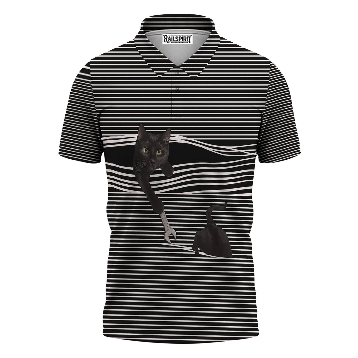 Mechanic Shirt with Black Cat Stripes, Funny Mechanic Design, Cat Lover Gift, Unique Graphic Tee for Men & Women, Pet Lover Apparel