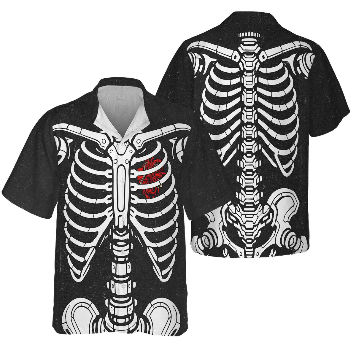 Skeleton Mechanic Shirt for Men Rib Cage Spine Bone Graphic Shirt Gearhead Auto Repair Halloween Costume Top Funny Skull Shirt