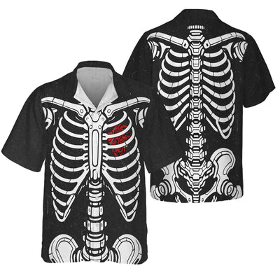 Skeleton Mechanic Shirt for Men Rib Cage Spine Bone Graphic Shirt Gearhead Auto Repair Halloween Costume Top Funny Skull Shirt