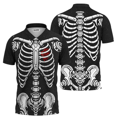 Skeleton Mechanic Shirt for Men Rib Cage Spine Bone Graphic Shirt Gearhead Auto Repair Halloween Costume Top Funny Skull Shirt
