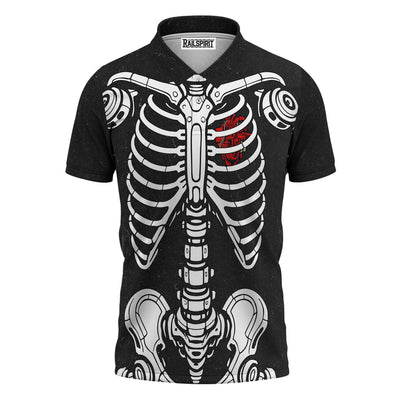 Skeleton Mechanic Shirt for Men Rib Cage Spine Bone Graphic Shirt Gearhead Auto Repair Halloween Costume Top Funny Skull Shirt