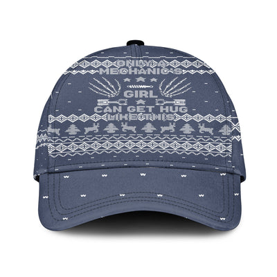 Only a Mechanics Girl Can Get Hug Like This Shirt Funny Christmas Ugly Sweater Style Tee Holiday Mechanic Graphic Gift for Women