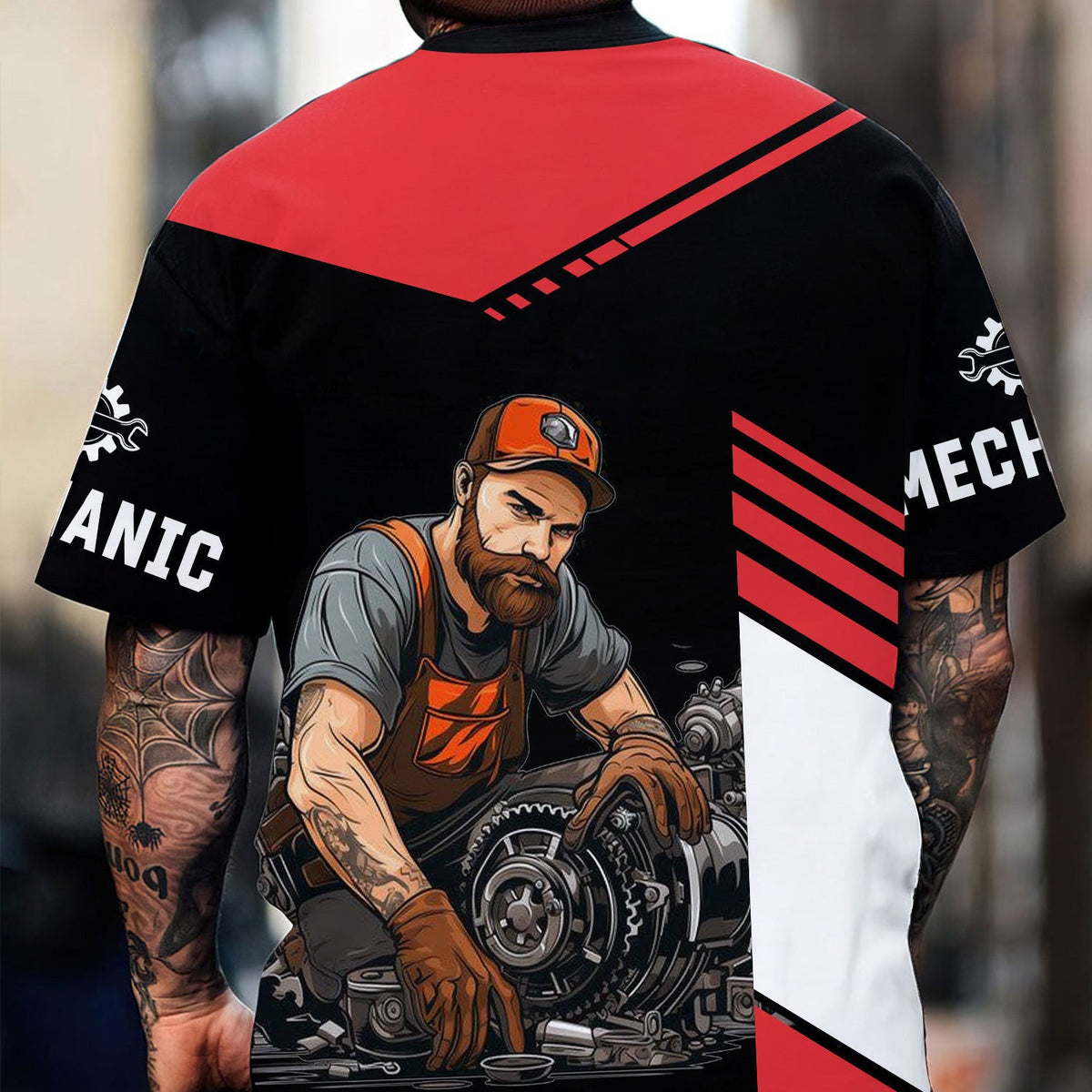 Custom Name Mechanic Shirt, Personalized Garage Workwear T-Shirt, Auto Repair Gear Graphic Tee, Funny Car Lover Gift for Men
