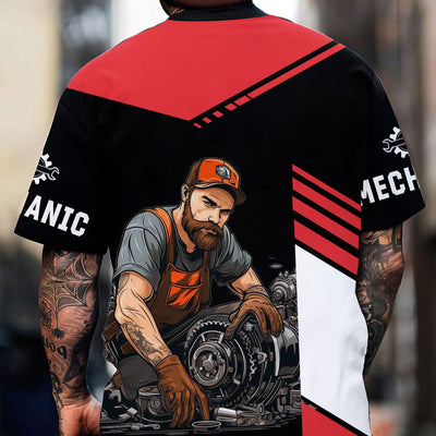Custom Name Mechanic Shirt, Personalized Garage Workwear T-Shirt, Auto Repair Gear Graphic Tee, Funny Car Lover Gift for Men
