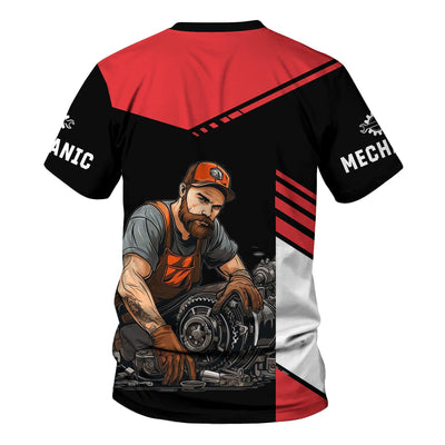 Custom Name Mechanic Shirt, Personalized Garage Workwear T-Shirt, Auto Repair Gear Graphic Tee, Funny Car Lover Gift for Men