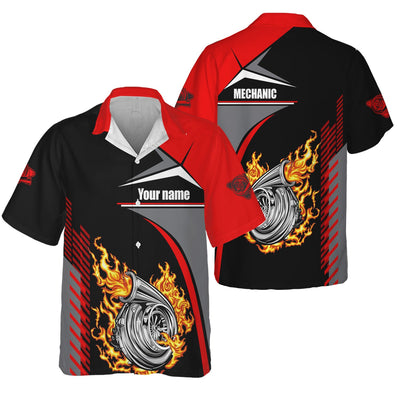 Custom Name Mechanic Shirt, Personalized Turbo Car T-Shirt, Garage Workwear Tee, Auto Repair Uniform, Racing Gift for Car Lovers
