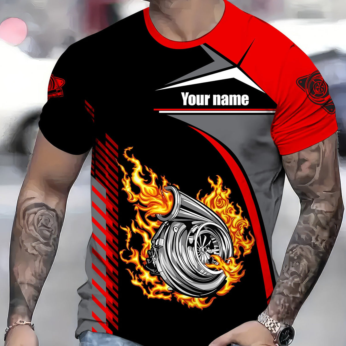 Custom Name Mechanic Shirt, Personalized Turbo Car T-Shirt, Garage Workwear Tee, Auto Repair Uniform, Racing Gift for Car Lovers