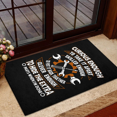 Curious Enough To Take It Apart Skilled Enough Mechanic Doormat Fun Gift for Mechanics