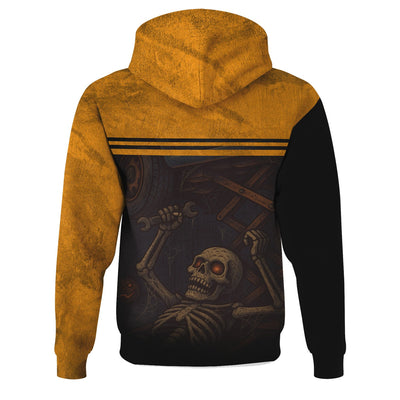 Personalized Mechanic T Shirt, Skeleton Skull Halloween Graphic Wrench Graveyard Theme Funny Apparel Gift for Men Women