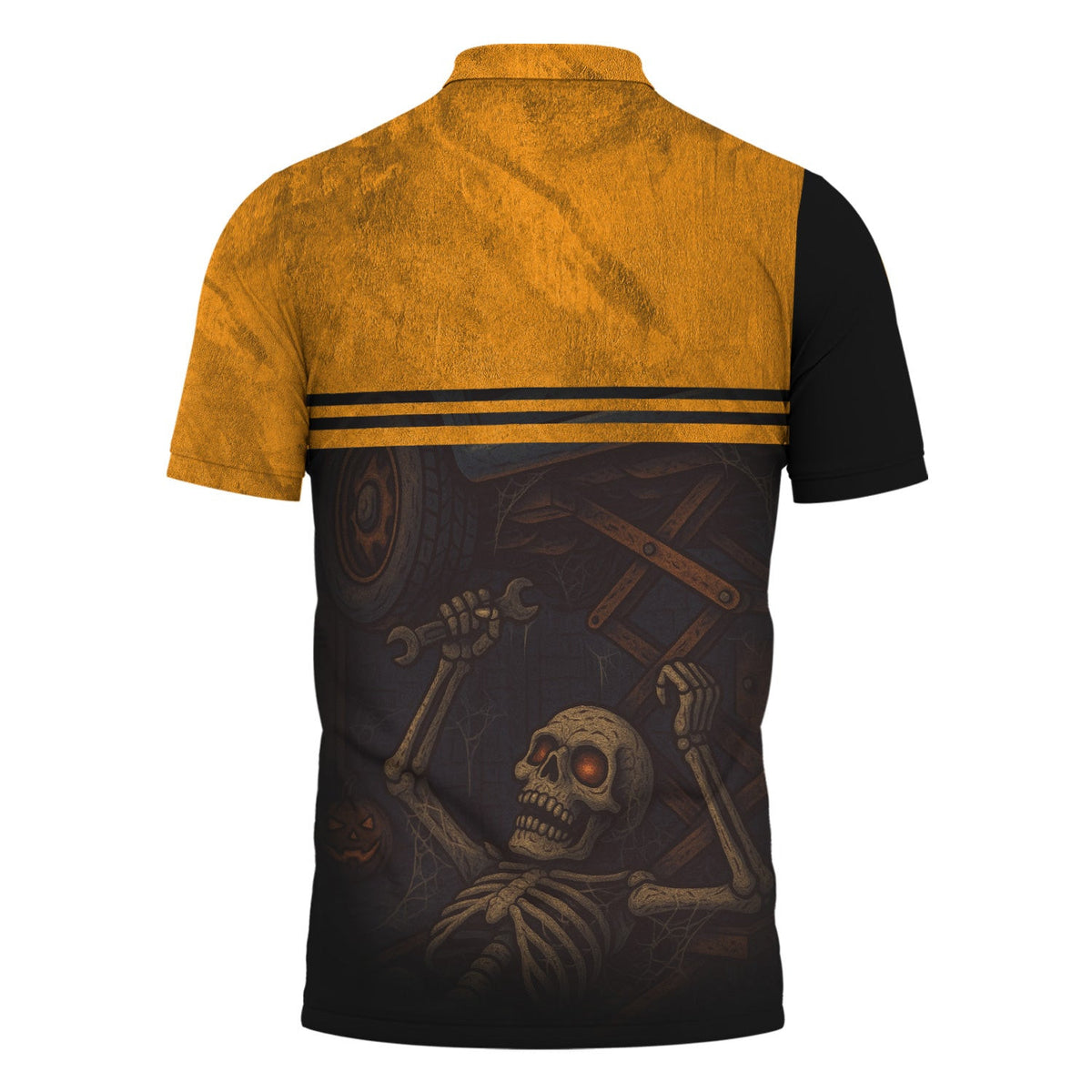 Personalized Mechanic T Shirt, Skeleton Skull Halloween Graphic Wrench Graveyard Theme Funny Apparel Gift for Men Women