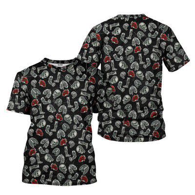 Mechanic All Over Print T Shirt Skull Engine Tools Auto Repair Garage Workwear Graphic Tee Gift For Men Women