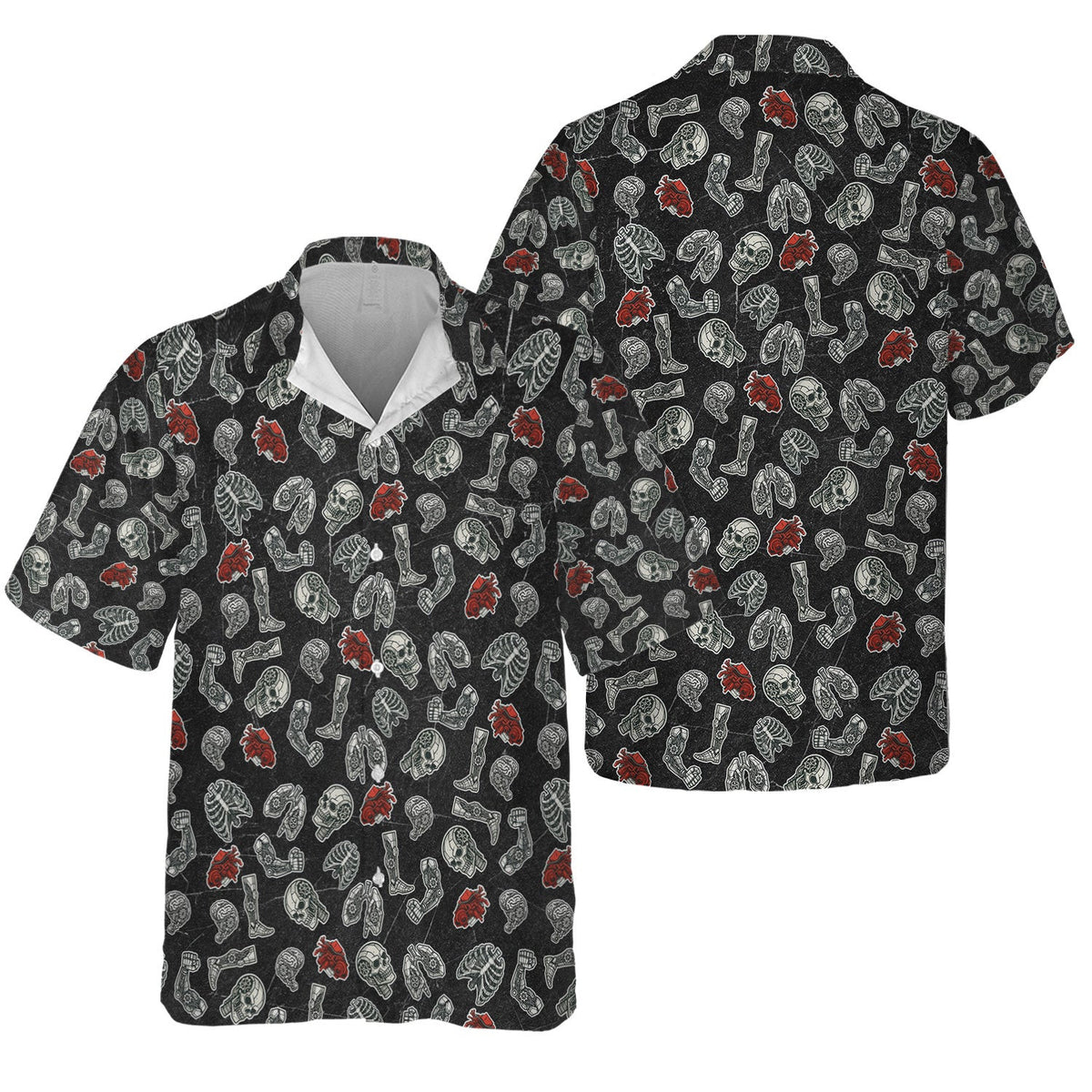 Mechanic All Over Print T Shirt Skull Engine Tools Auto Repair Garage Workwear Graphic Tee Gift For Men Women
