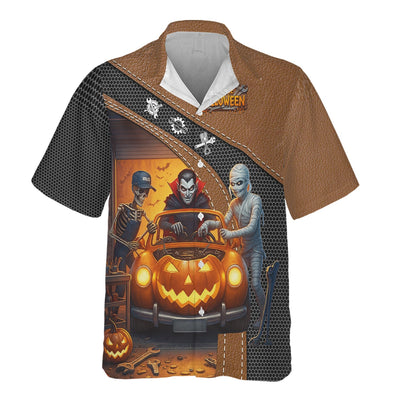 Halloween Mechanic T Shirt Funny Vampire Skeleton Mummy Pumpkin Car Spooky Auto Repair Garage Workwear Tee Gift For Men Women Halloween