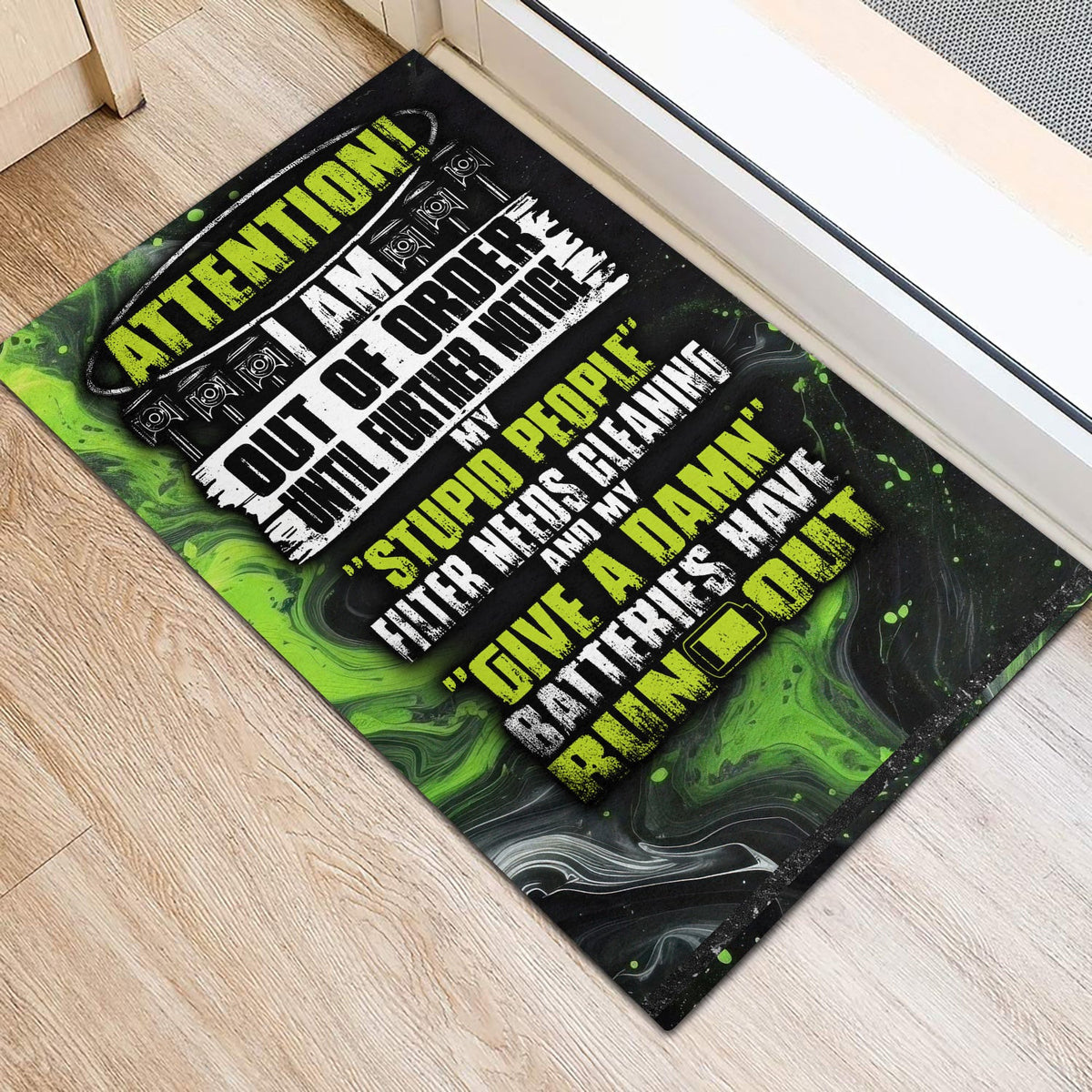 Vintage Mechanic Doormat Attention I Am Out Of Order Until Further Notice Door Mat Home Decor