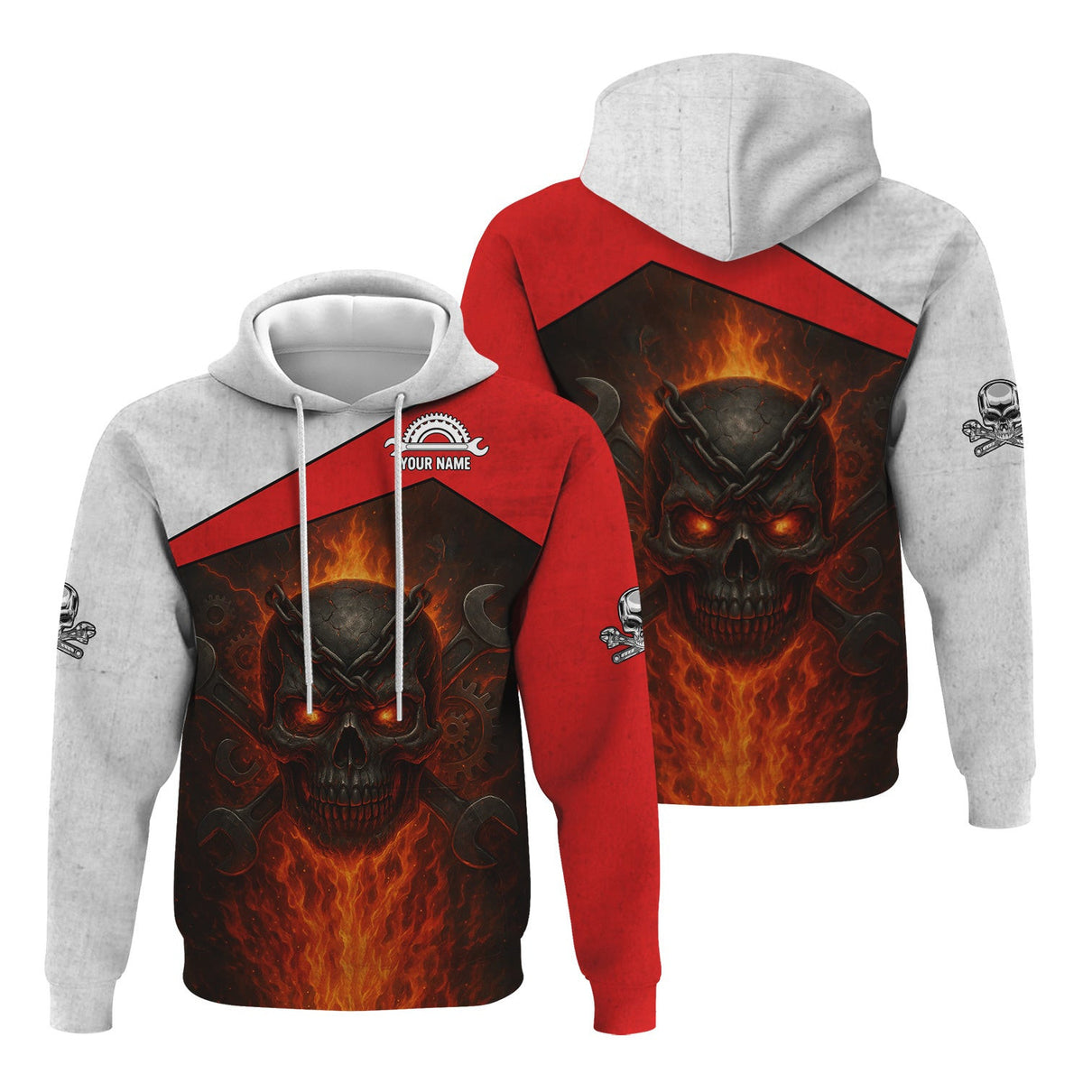 Custom Name Mechanic Shirt, Flaming Skull Mechanic Shirt, Apparel Enthusiast Gift for Men & Women, Funny Mechanic Lover