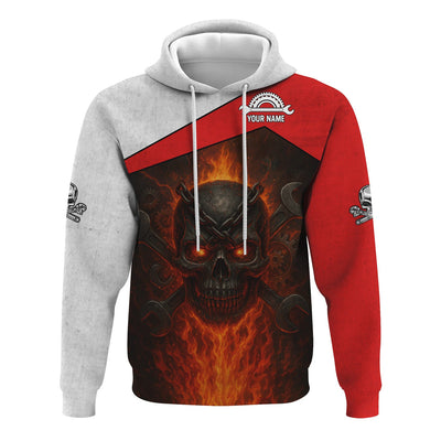 Custom Name Mechanic Shirt, Flaming Skull Mechanic Shirt, Apparel Enthusiast Gift for Men & Women, Funny Mechanic Lover