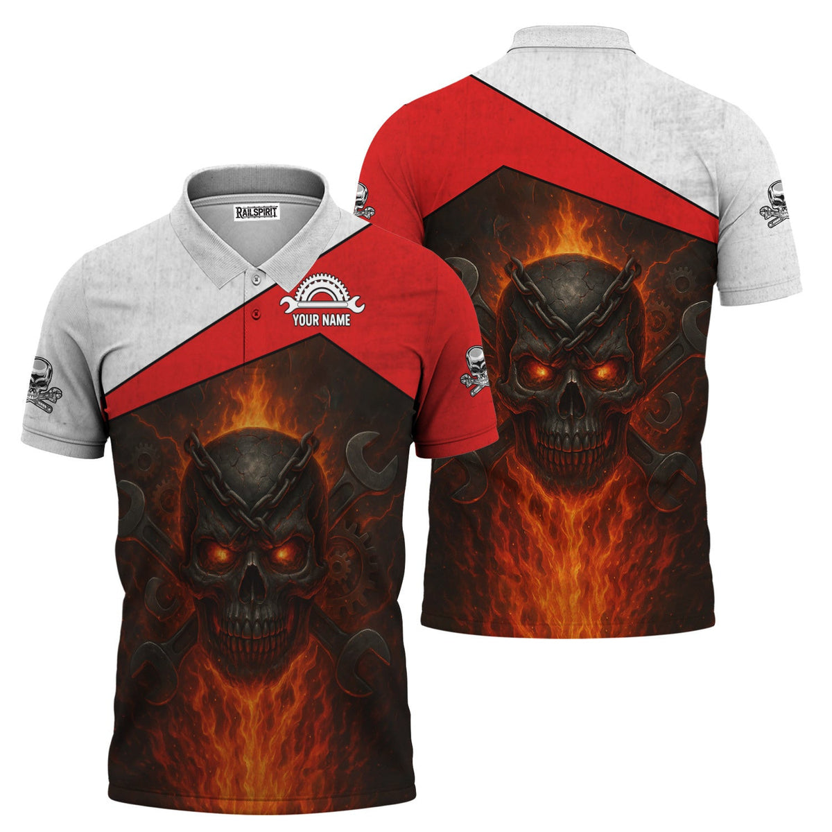 Custom Name Mechanic Shirt, Flaming Skull Mechanic Shirt, Apparel Enthusiast Gift for Men & Women, Funny Mechanic Lover